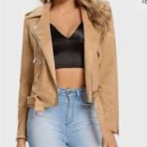 SPYM faux suede moto biker jacket women’s size medium.